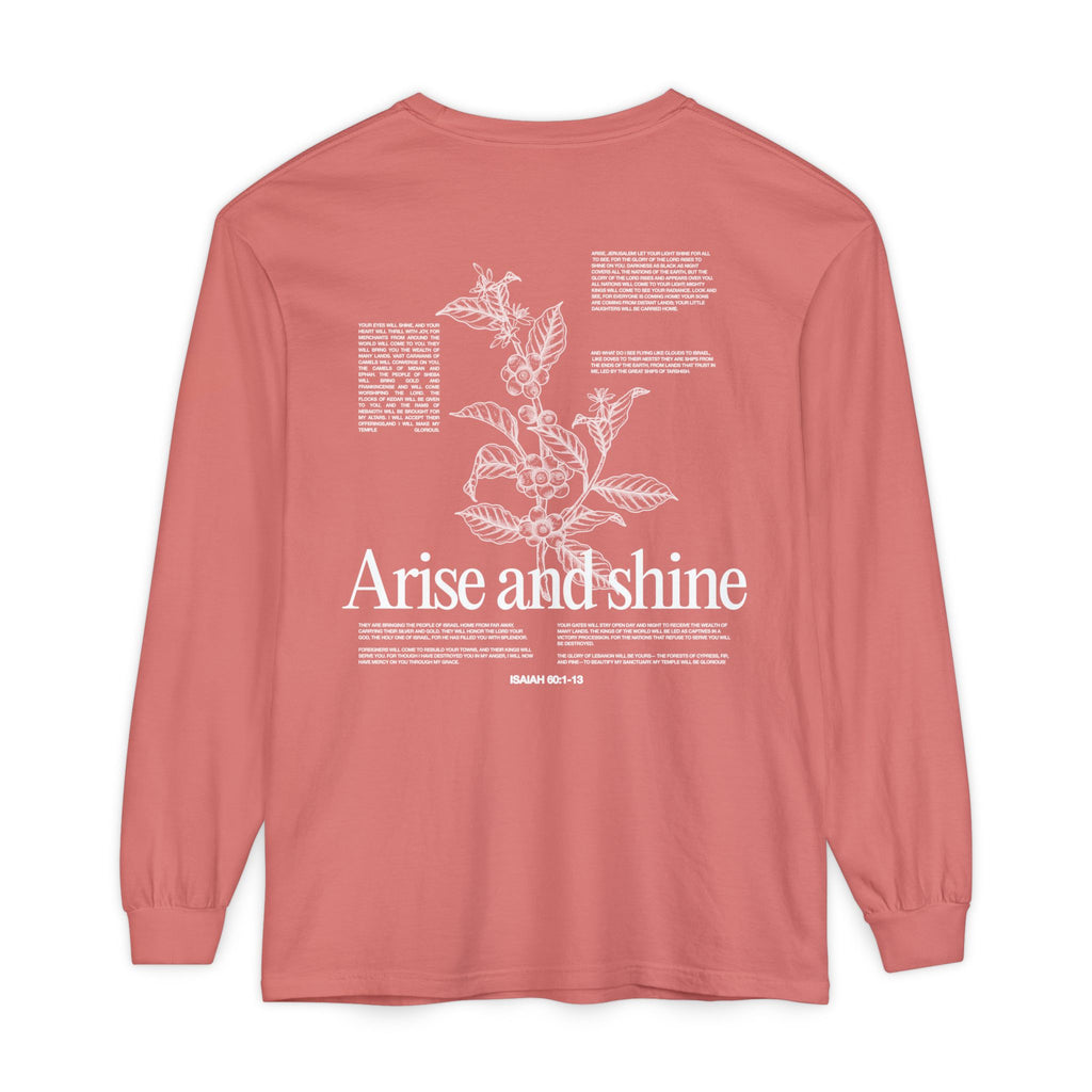 Arise and shine Long Sleeve T-Shirt, Positive Affirmation Tee, Gift for Her, Botanical Design, Everyday Wear, Spring Fashion