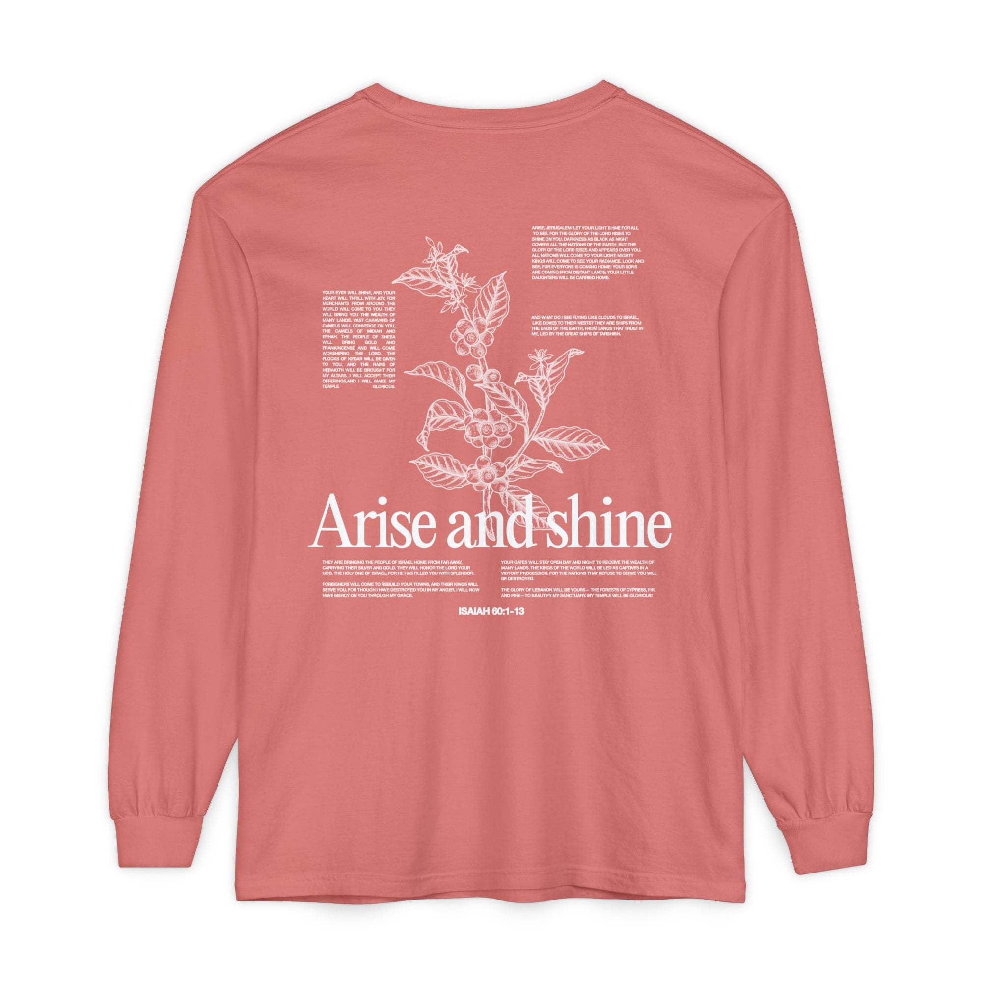 Arise and shine Long Sleeve T-Shirt, Positive Affirmation Tee, Gift for Her, Botanical Design, Everyday Wear, Spring Fashion