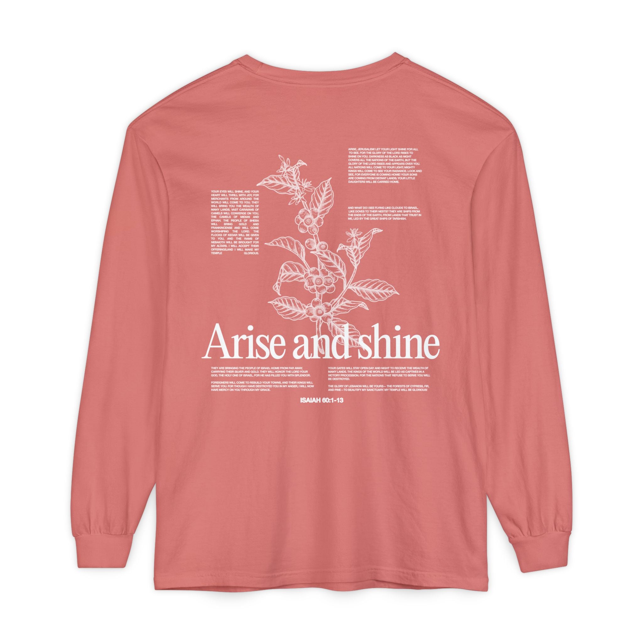 Arise and shine Long Sleeve T-Shirt, Positive Affirmation Tee, Gift for Her, Botanical Design, Everyday Wear, Spring Fashion