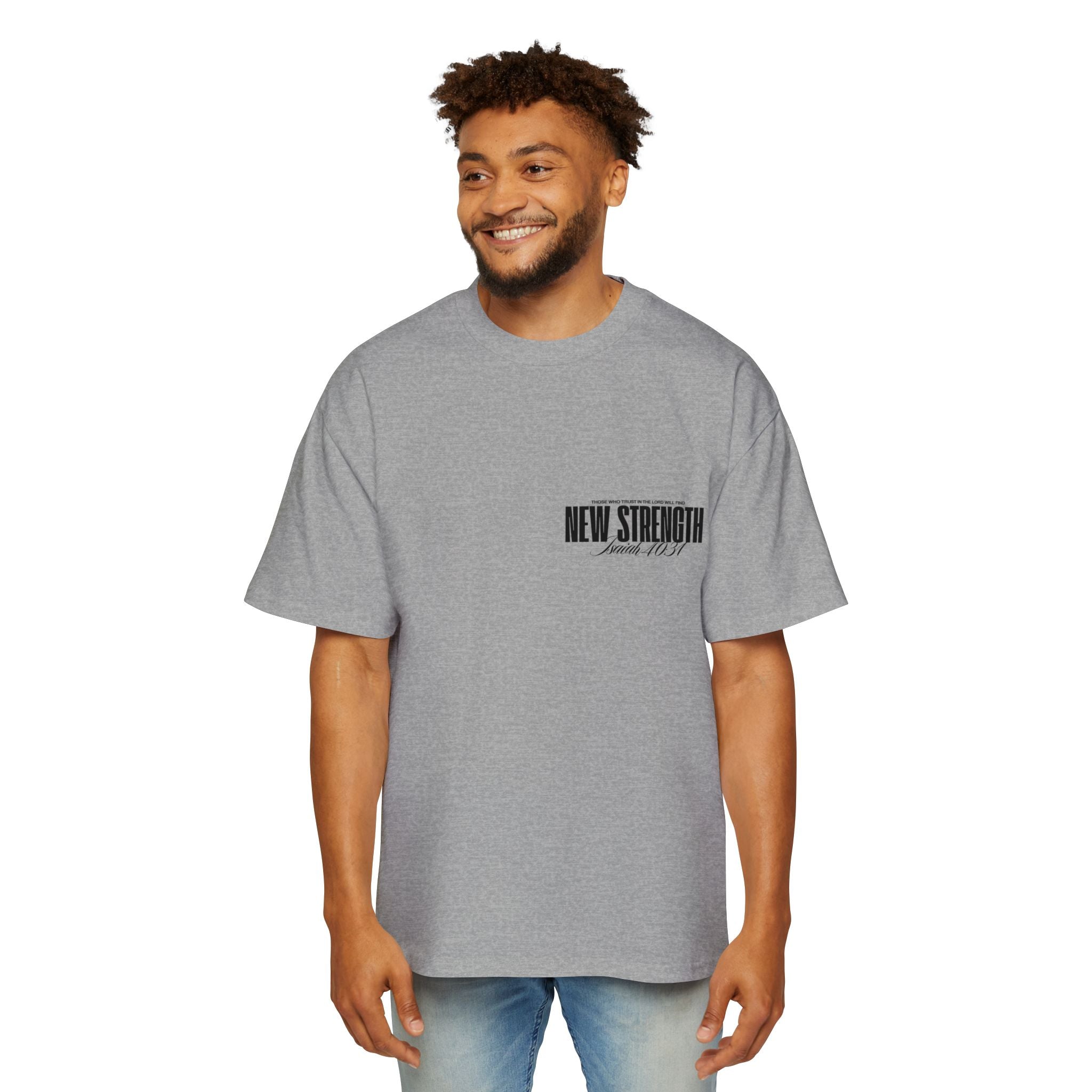 Soar with Strength – Oversized Tee Inspired by Isaiah 40:31 Men's Heavy Oversized Tee: Empowering Graphic Tee, Casual Streetwear, Unisex Comfort Shirt, Inspiring Gift for Him