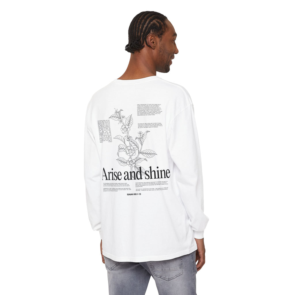 Arise and shine Long Sleeve T-Shirt, Positive Affirmation Tee, Gift for Her, Botanical Design, Everyday Wear, Spring Fashion