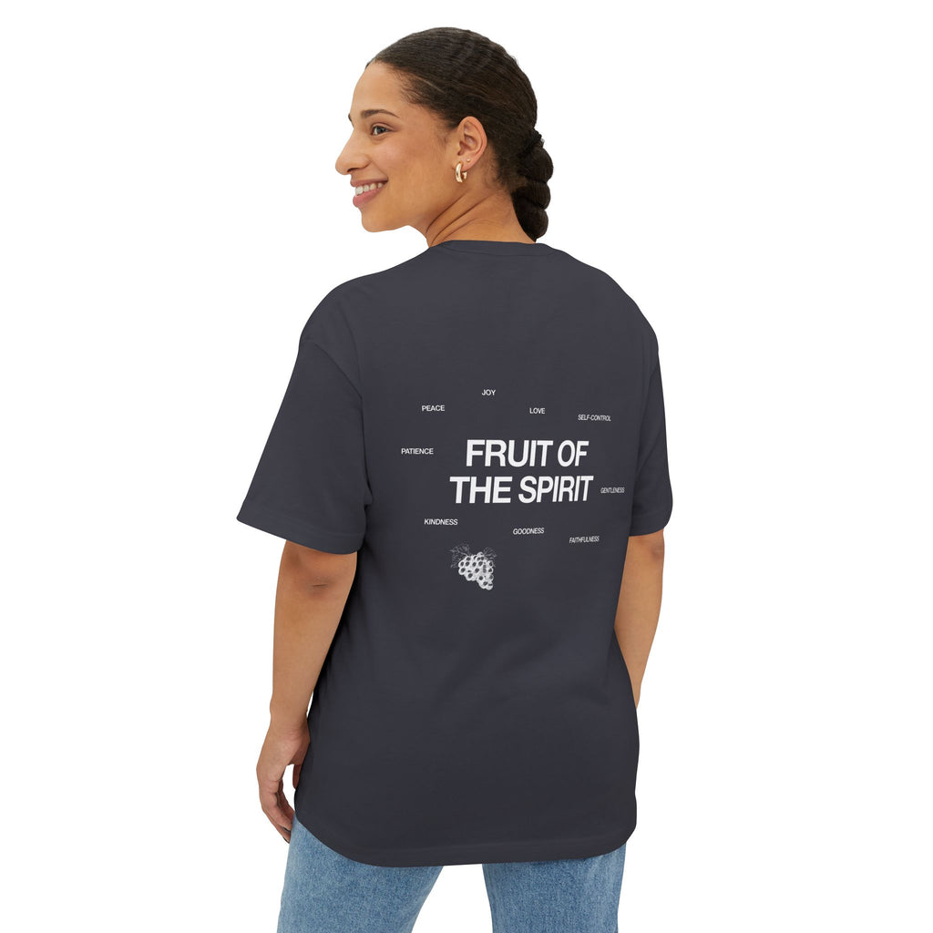 Unisex Oversized Boxy Tee - 'Fruit of the Spirit' Graphic T-Shirt for Casual Style, Layering, Gifts, Faith-Based Wear, Summer Fashion