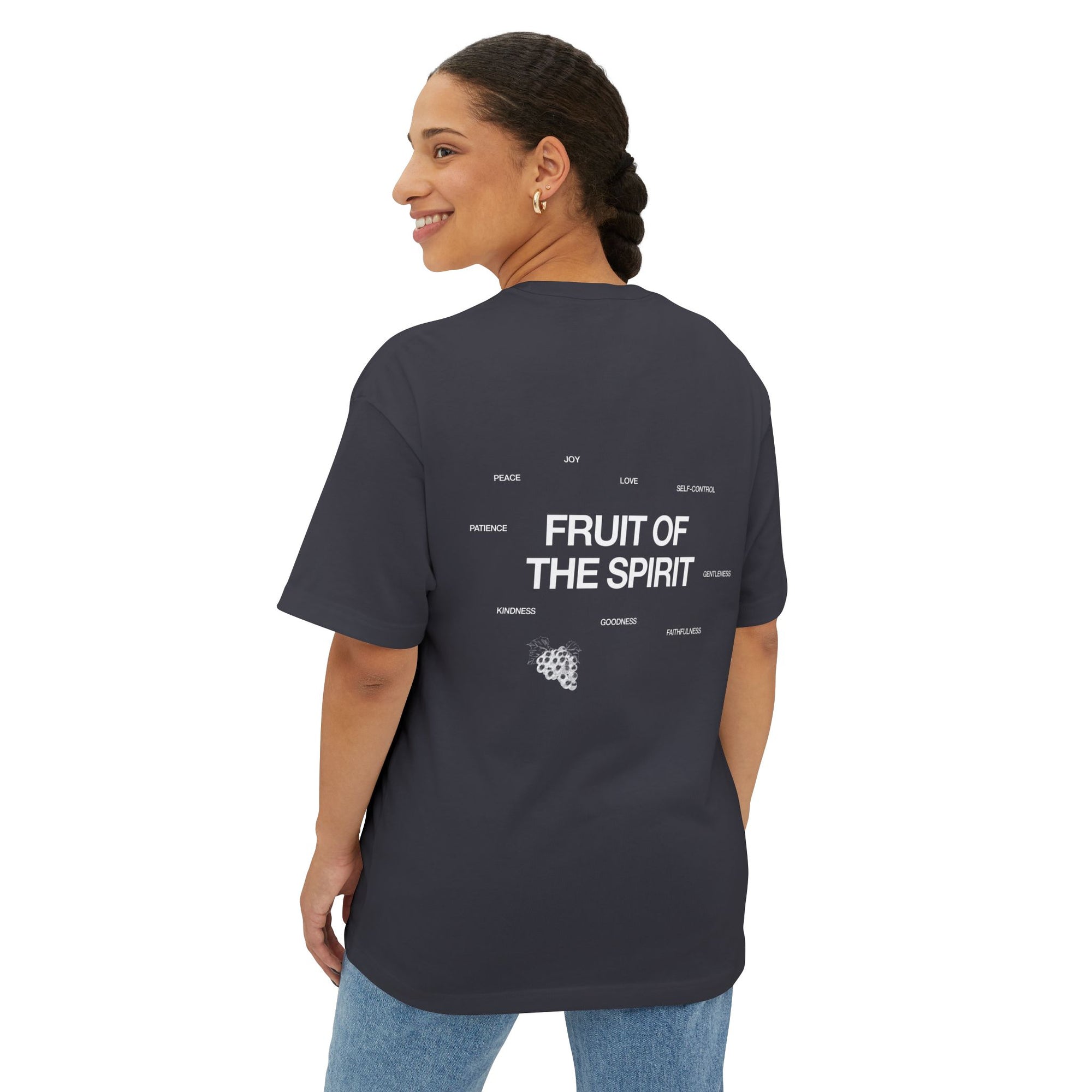 Unisex Oversized Boxy Tee - 'Fruit of the Spirit' Graphic T-Shirt for Casual Style, Layering, Gifts, Faith-Based Wear, Summer Fashion