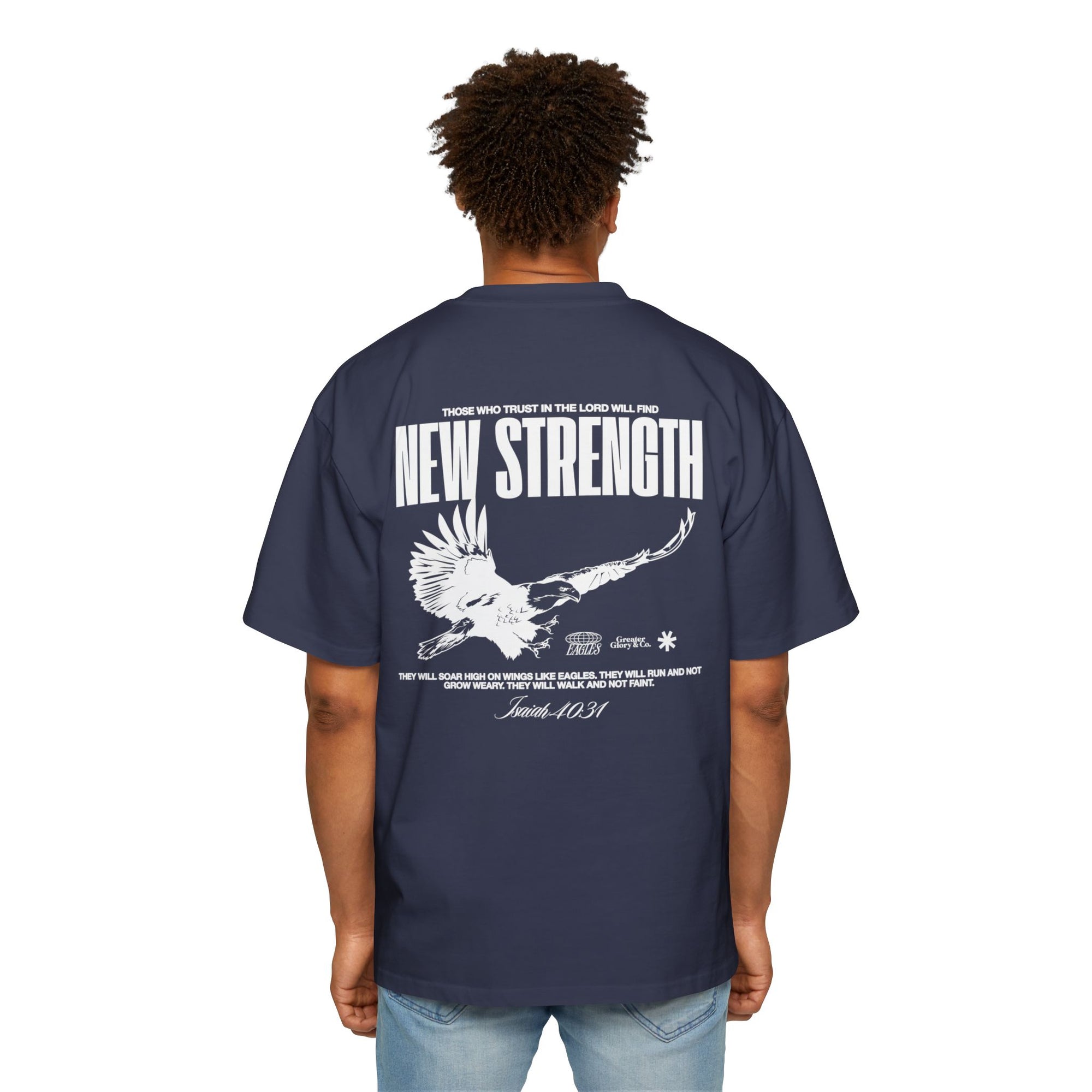 Soar with Strength – Oversized Tee Inspired by Isaiah 40:31 Men's Heavy Oversized Tee: Empowering Graphic Tee, Casual Streetwear, Unisex Comfort Shirt, Inspiring Gift for Him