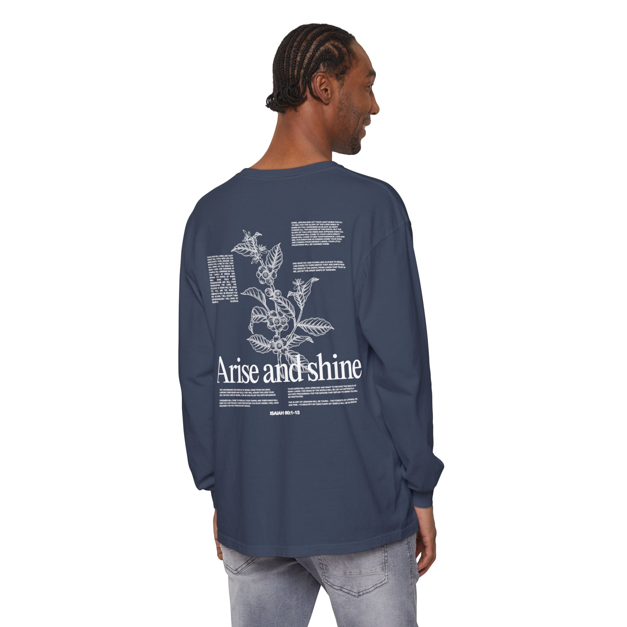 Arise and shine Long Sleeve T-Shirt, Positive Affirmation Tee, Gift for Her, Botanical Design, Everyday Wear, Spring Fashion