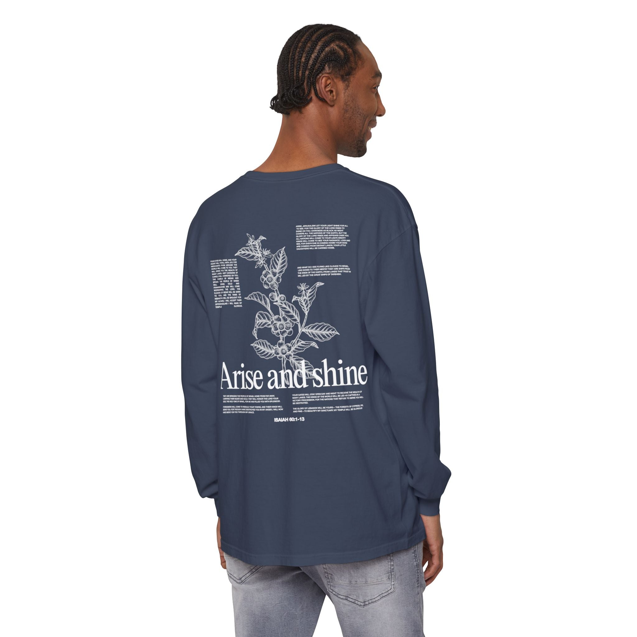 Arise and shine Long Sleeve T-Shirt, Positive Affirmation Tee, Gift for Her, Botanical Design, Everyday Wear, Spring Fashion