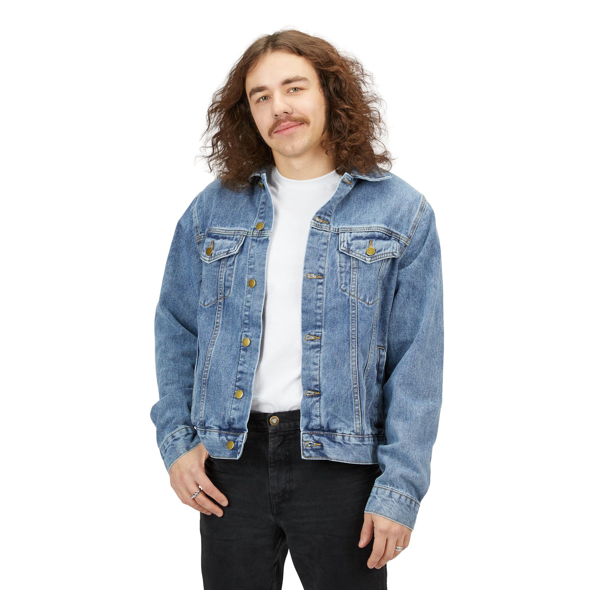 AFTER GOD... Men's Denim Jacket with Inspirational Quote | Casual Streetwear, Unisex Fashion, Gift for Him, Everyday Wear, Trendy Layering